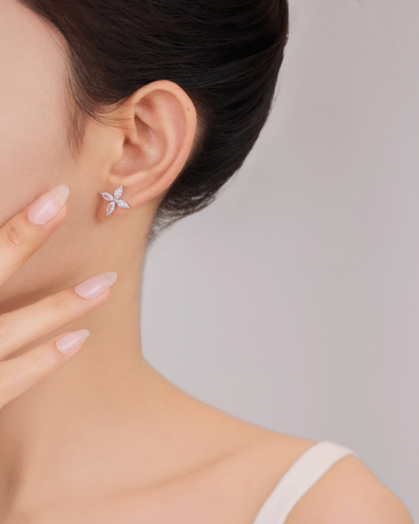 Silver Crystal Bloom Elegance Earrings - Image 3