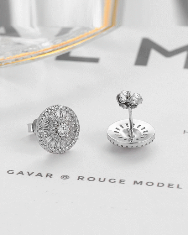 Silver Radiant Halo Sparkle Earrings - Image 4