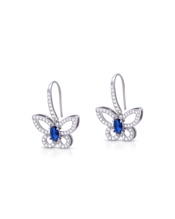 Silver Sapphire Butterfly Grace Earrings