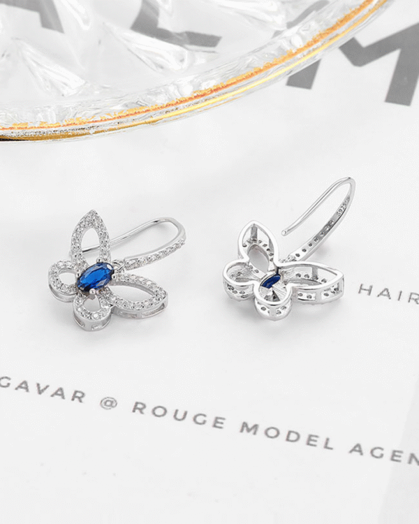 Silver Sapphire Butterfly Grace Earrings - Image 4