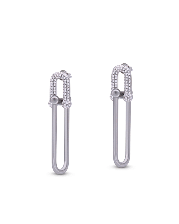 Silver Dazzling Loop Charm Earrings