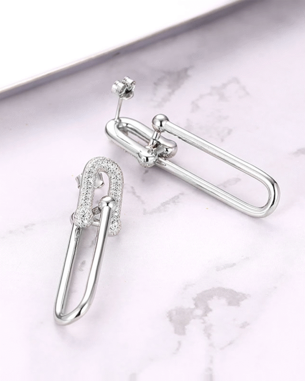 Silver Dazzling Loop Charm Earrings - Image 3