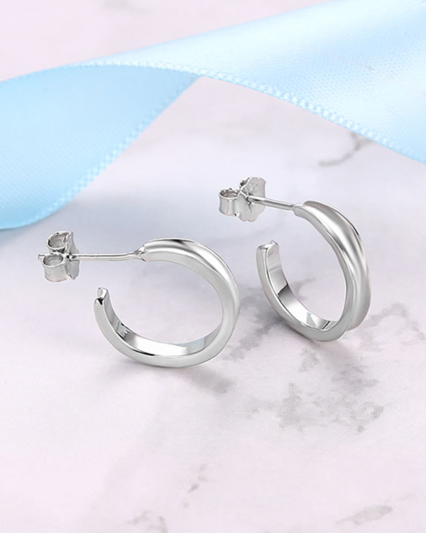 Silver Timeless Elegance Hoop Earrings - Image 3