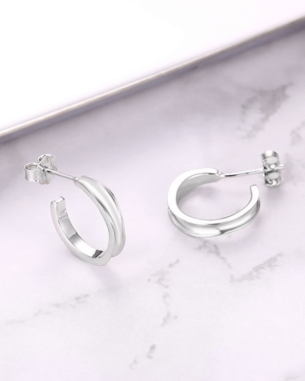 Silver Timeless Elegance Hoop Earrings - Image 4