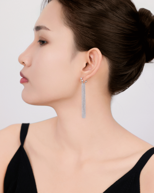 Silver Silver Cascade Tassel Earrings - Image 2
