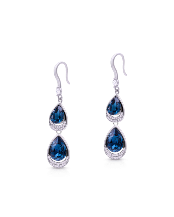 Silver Midnight Teardrop Dangle Earrings