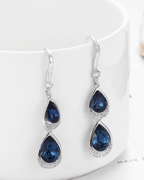 Silver Midnight Teardrop Dangle Earrings - Image 3