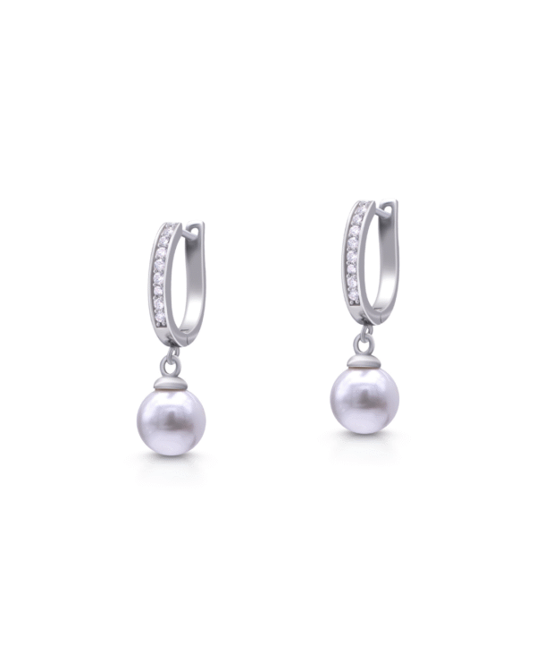 Silver Lustrous Pearl Drop Earrings