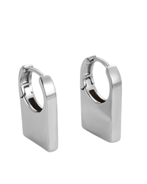 Silver Modern Chic Square Hoop Earrings