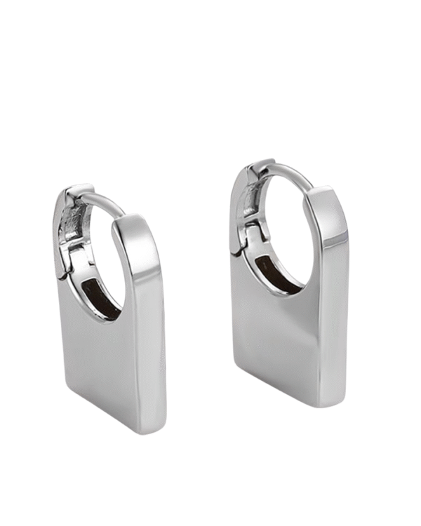 Silver Modern Chic Square Hoop Earrings