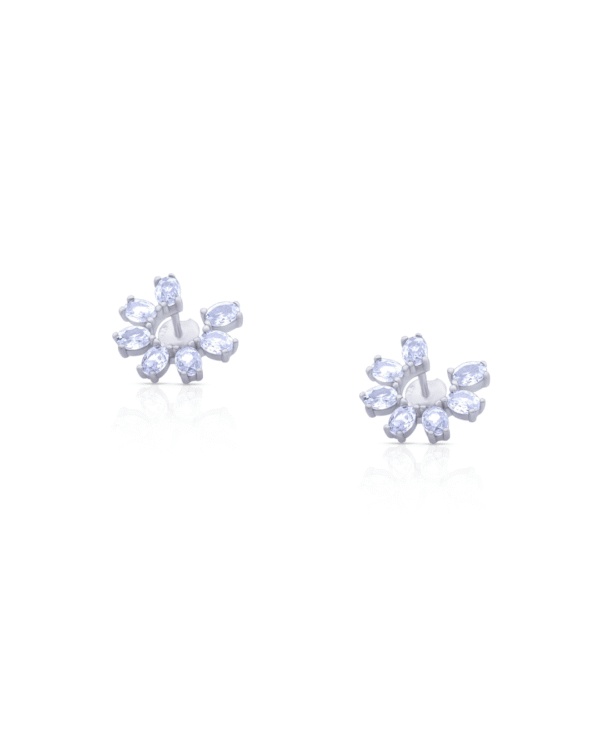 Silver Radiant Blossom Sparkle Earrings