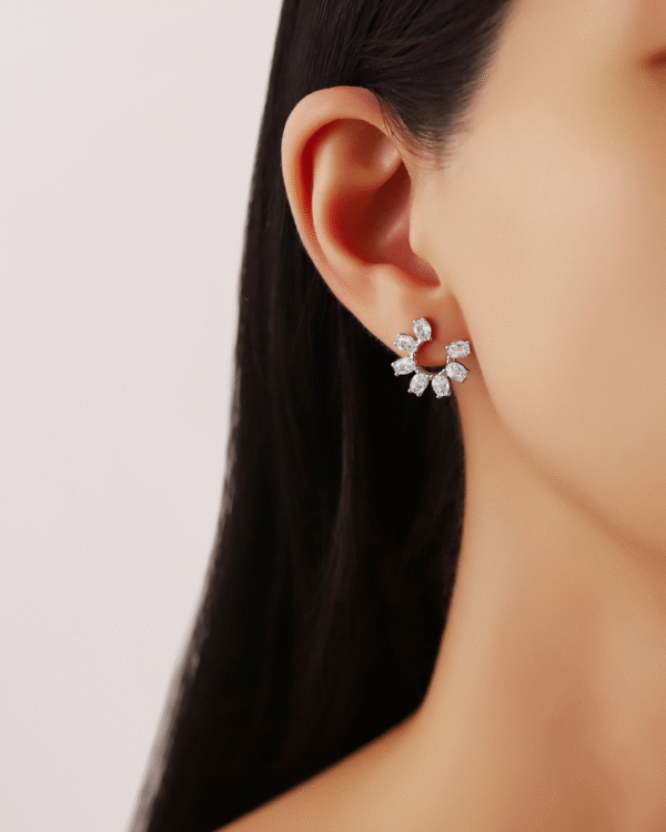 Silver Radiant Blossom Sparkle Earrings - Image 2