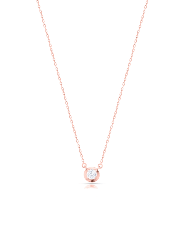 Silver Rose Glow Solitaire Pendant Necklace