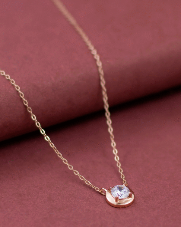Silver Rose Glow Solitaire Pendant Necklace - Image 3