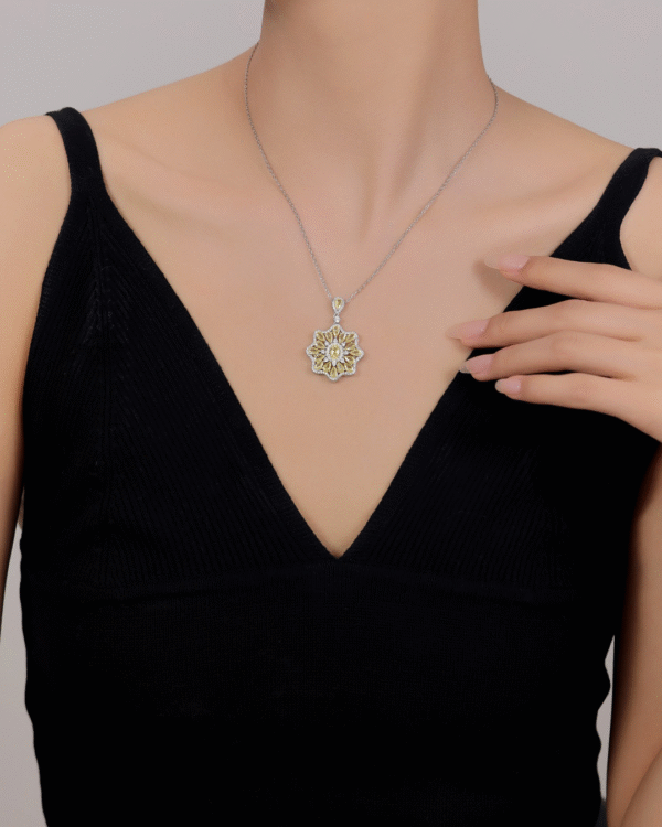 Silver Sunburst Elegance Pendant Necklace - Image 2