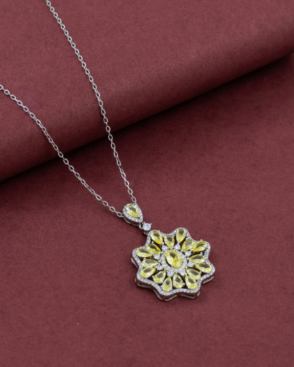 Silver Sunburst Elegance Pendant Necklace - Image 3