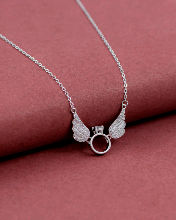 Silver Wings of Love Pendant Necklace - Image 3