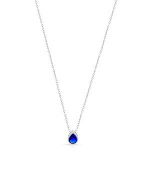 Silver Sapphire Drop Elegance Pendant Necklace