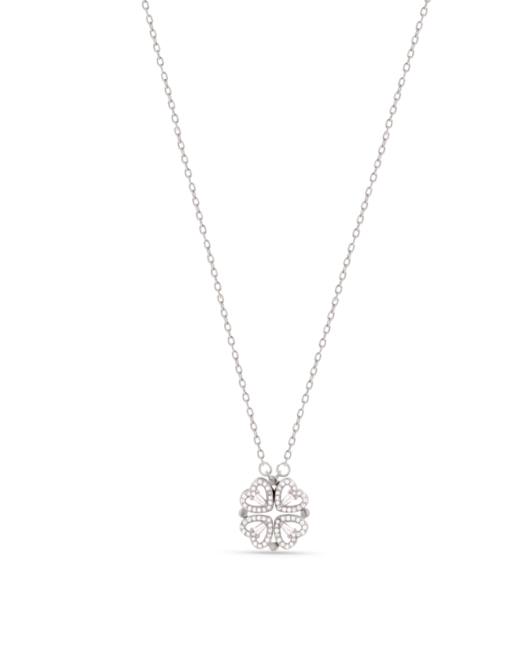 Silver Lucky Charm Clover Pendant Necklace
