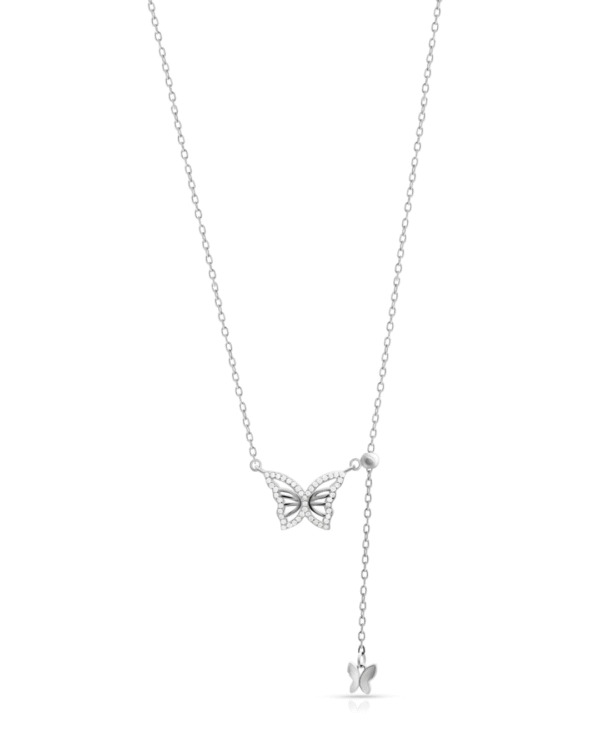 Silver Whispering Wings Butterfly Pendant Necklace