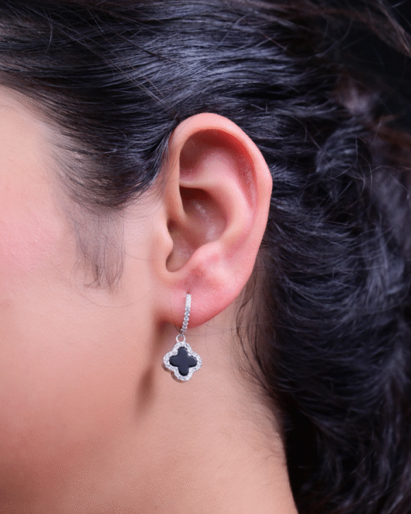 Silver Mystic Harmony Clover Hoop Earrings - Image 4