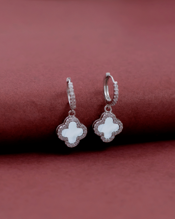 Silver Mystic Harmony Clover Hoop Earrings - Image 5