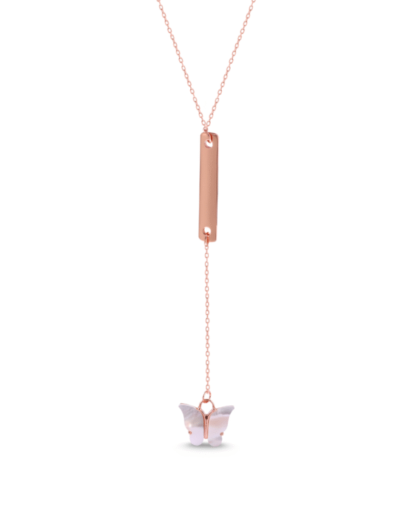 Silver Blush Butterfly Drop Pendant Necklace