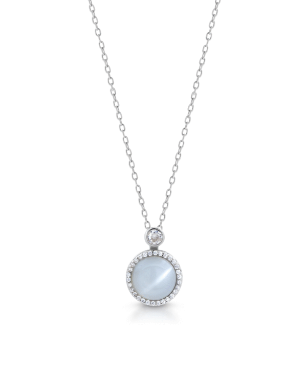 Silver Lunar Glow Pearl Pendant Necklace
