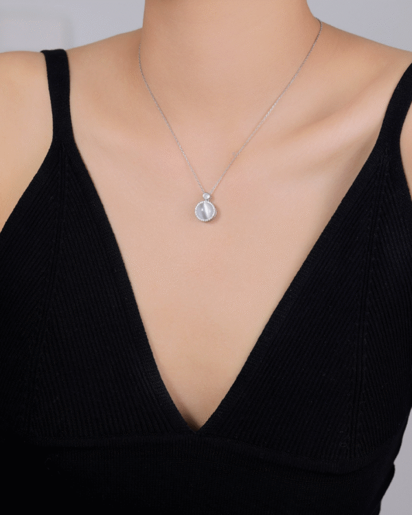 Silver Lunar Glow Pearl Pendant Necklace - Image 2