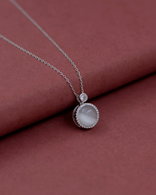 Silver Lunar Glow Pearl Pendant Necklace - Image 3