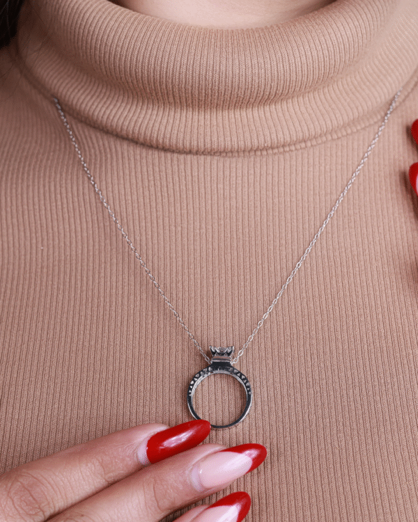 Silver Regal Charm Ring Pendant Necklace - Image 2
