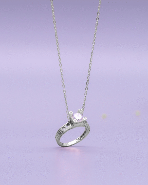 Silver Regal Charm Ring Pendant Necklace - Image 3