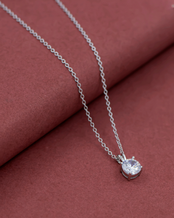Silver Luminous Solitaire Pendant Necklace - Image 3