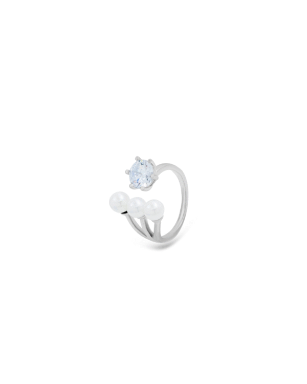 Silver Pearl Majesty Open Ring