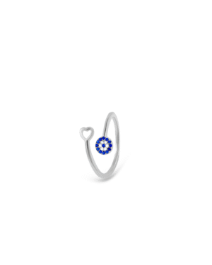 Silver Blue Spark Heart Ring