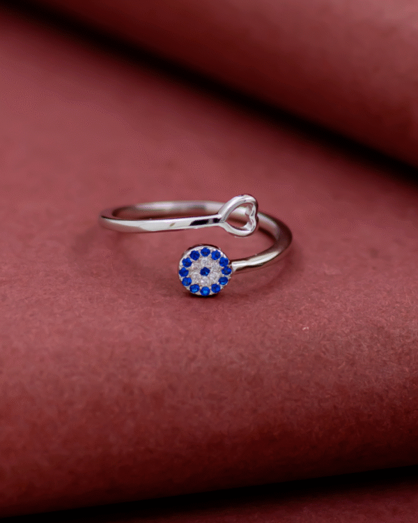 Silver Blue Spark Heart Ring - Image 3
