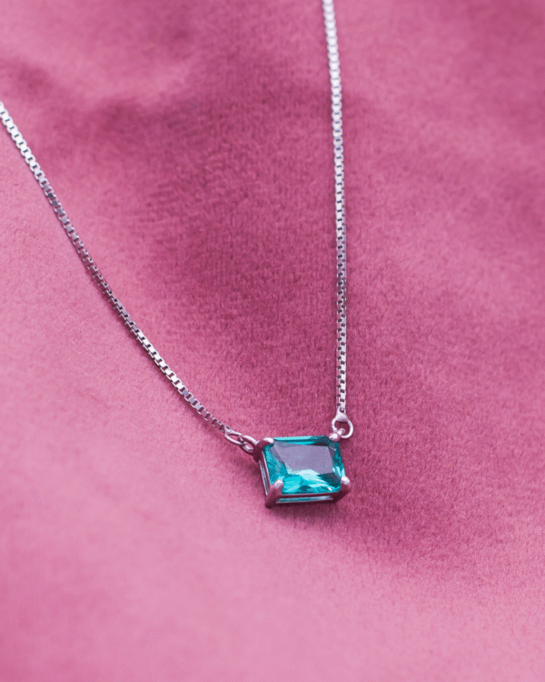 Silver Azure Glow Solitaire Pendant Necklace - Image 3