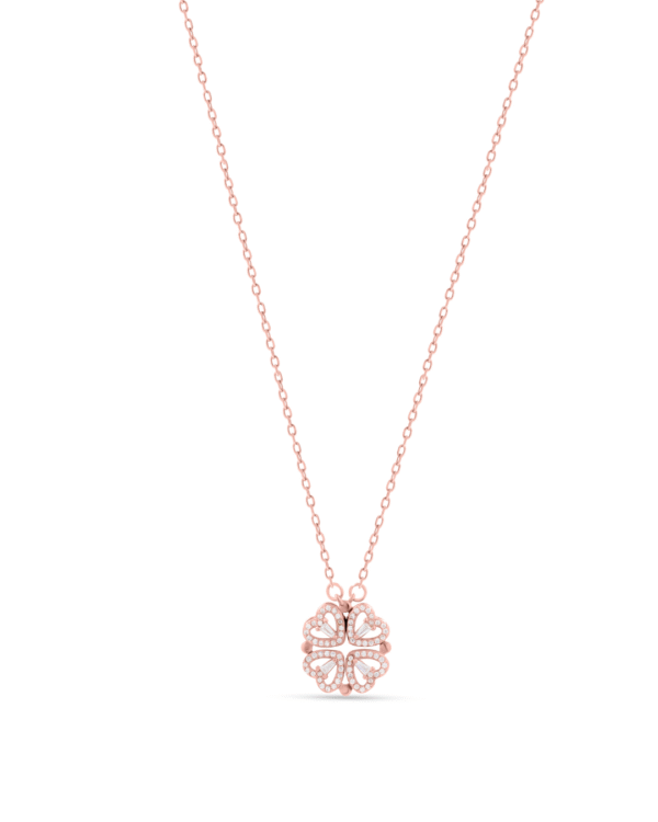 Silver Clover Luck Pendant Necklace (Rose Gold)