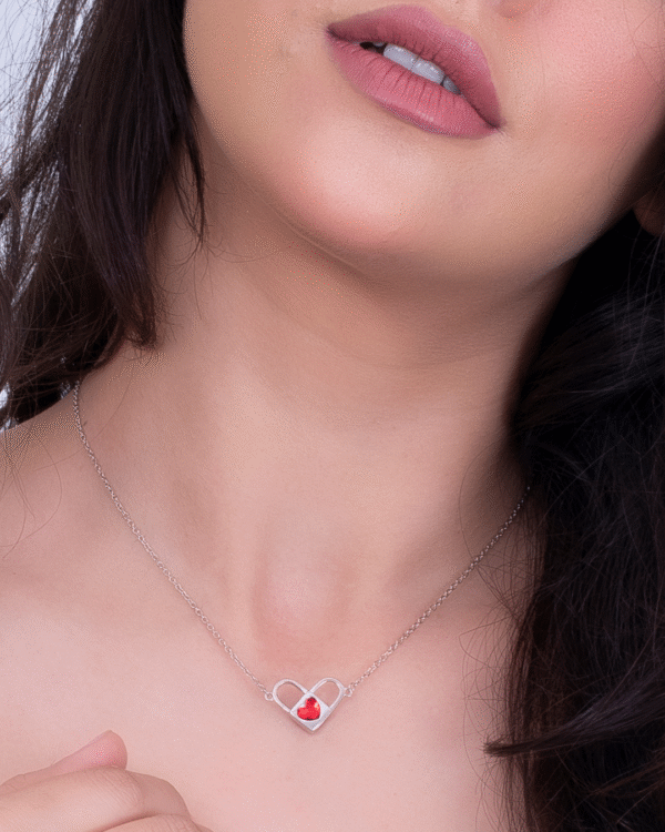 Silver Eternal Love Heart Pendant Necklace - Image 2