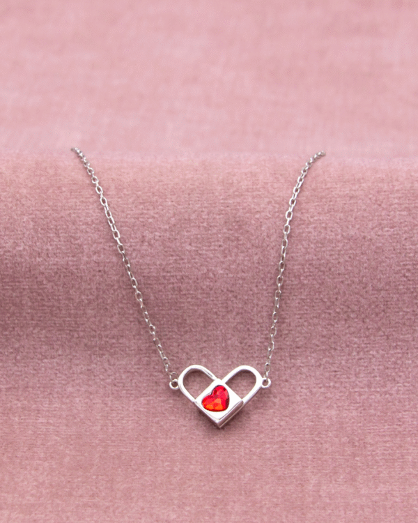 Silver Eternal Love Heart Pendant Necklace - Image 3