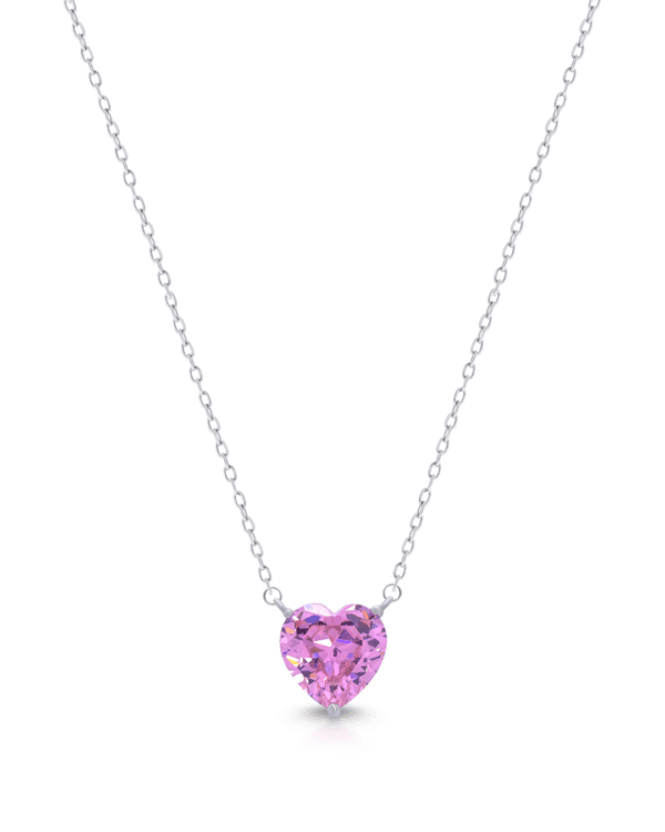 Silver Blushing Romance Heart Pendant Necklace