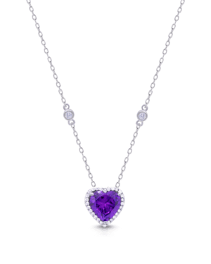 Silver Royal Amethyst Heart Pendant Necklace