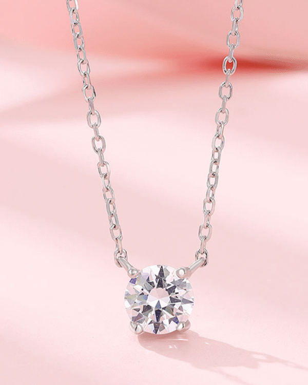 Silver Eternal Glow Solitaire Pendant Necklace - Image 3