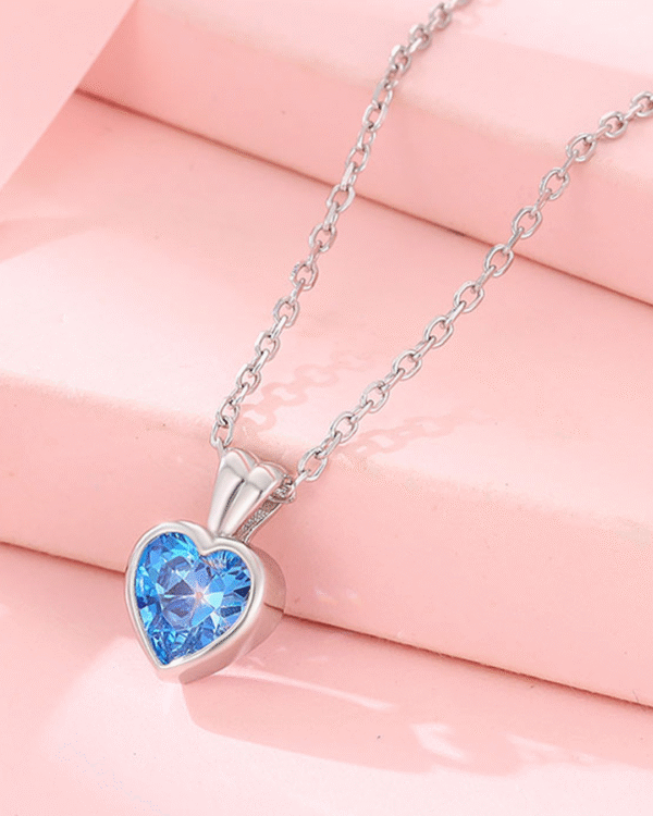Silver Ocean Breeze Heart Pendant Necklace - Image 3