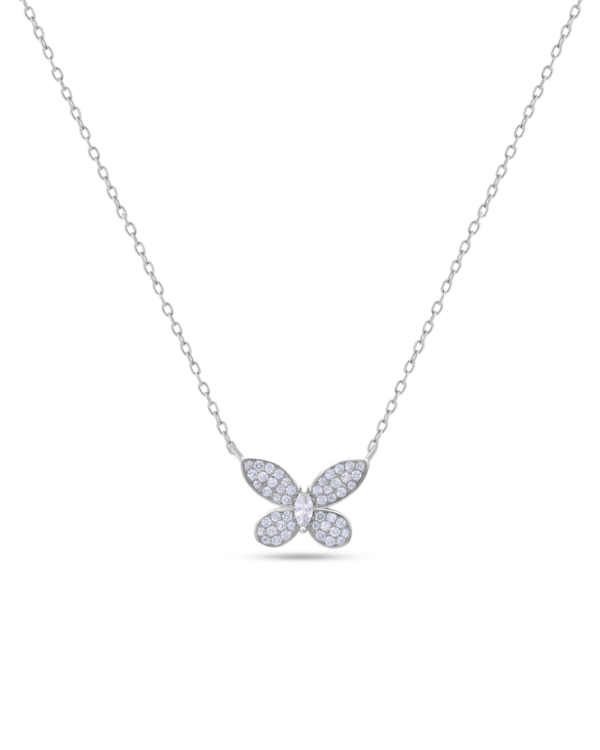 Silver Ethereal Butterfly Sparkle Pendant Necklace