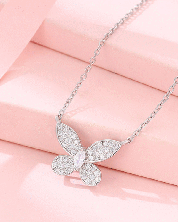 Silver Ethereal Butterfly Sparkle Pendant Necklace - Image 3