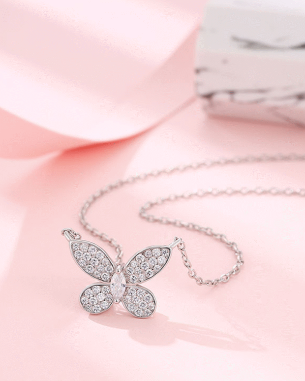 Silver Ethereal Butterfly Sparkle Pendant Necklace - Image 4