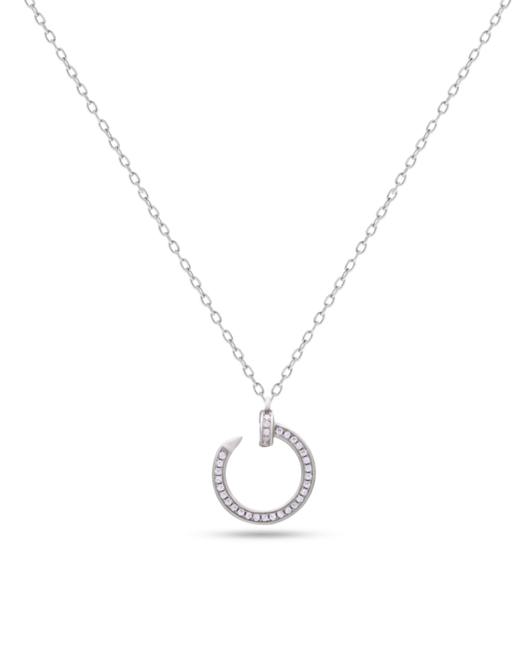 Silver Infinity Spark Crescent Pendant Necklace