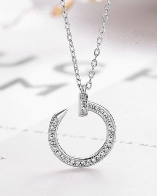 Silver Infinity Spark Crescent Pendant Necklace - Image 3