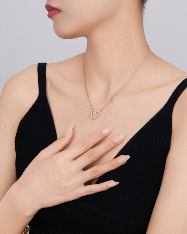 Silver Whimsical Love Heart Pendant Necklace - Image 2